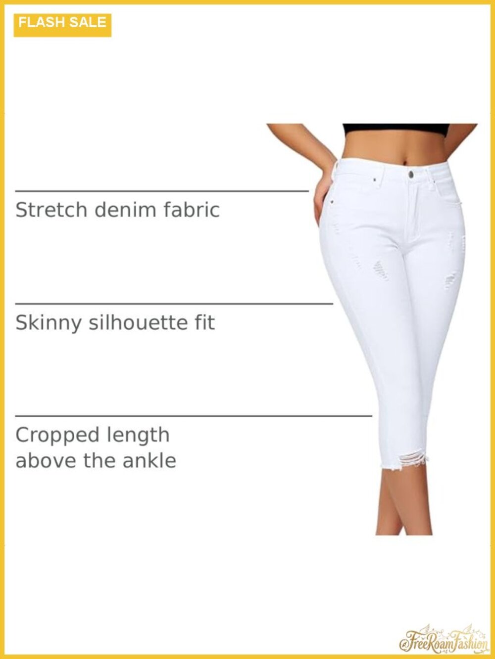 Mid Rise Skinny Capri Jeans with Distressed Rips - Picture 3 of 6